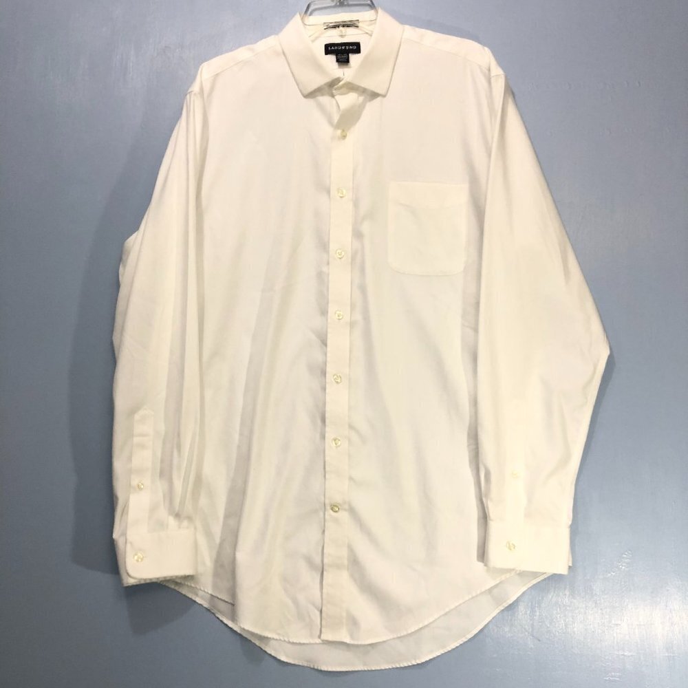 Lands' End White Button Down Dress Shirt 16 1/2 - 36